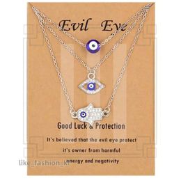 Designer Luxury Evil Eye Necklace and Hamsa Necklaces Turkish Blue Eye Hand Pendant Necklace 3pcs Lucky Protection Jewelry Gift for Women Girls 938