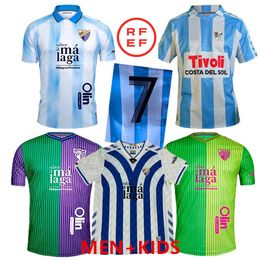 23/24 CF Jerseys de futebol de Málaga 2023/2024 Juanpi luis munoz febas adrian futebol camisa Burgos casas Juankar Camiseta de Futbol Juande Febas Uniformes Homem Kit Kids Kit