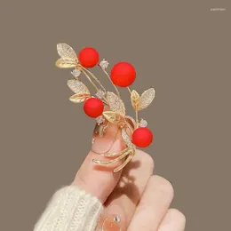 Brooches Fashion Brooch Jewellery Red Rhinestone Flower Leaf Elegant Women's Collar Pin Dress Party Wedding Gift Wholesale