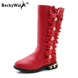 Boots BeckyWalk 2024 Autumn Winter Kids Girls Mid-Calf Snow Warm Children Shoes For Girl Princess High CSH742