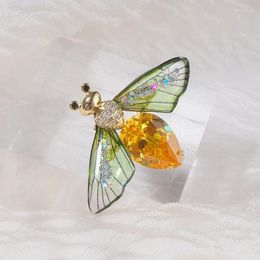 Brooches Cute Crystal Bee Brooch For Women Fashion Insect Rhinestone Corsage Coat Suit Accessories Pin Vintage Enamel Animal