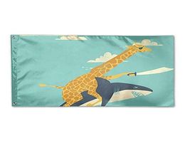 Funny Giraffe Illustration Flag Double Stitched Flag 3x5 FT Banner 90x150cm Election Gift 100D Polyester Printed Hot selling!5858565