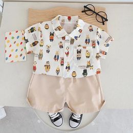 Clothing Sets 2024 Toddler Summer 12 18 Months For Boys Casual Cute Turn-down Collar Short Sleeve Shirts And Shorts 2 Piece Boy Set