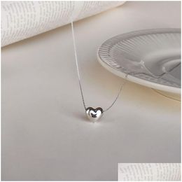 Pendant Necklaces White Gold Plated Cute Love Necklace For Women Niche Design Heart Choker Drop Delivery Jewelry Pendants Dhgarden Dh7W4