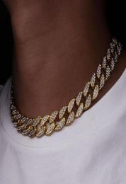 Men Gold Silver Miami Necklaces Full Diamond Cuban Chain Hip Hop Fashion Chains Jewelry8969865