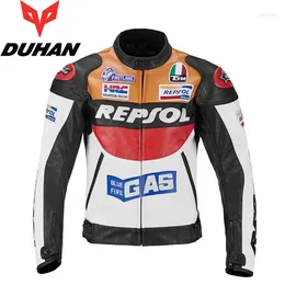 Motorcycle Apparel DUHAN Man's Jacket Motocross Moto Racing REPSOL PU Leather Motorbike Jackets Clothing Clothes Coat Windproof