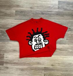 Men's T Shirts Streetwear Oversized Cartoon Graphic Print Red Shirt Harajuku Y2k Top Casual Round Neck Hip Hop Goth Short Sleeve
