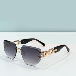 Square Rimless Sunglasses Chain Black Grey Shaded Women Designer Sunglasses Shades Sonnenbrille Sunnies Gafas de sol UV400 Eyewear with Box
