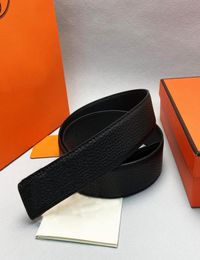 Men Designer Belt Classic Fashion Business Casual Letter Smooth Metal Buckle Womens Mens Leather Belt Width 38cm With Orange Box 6198698