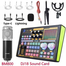 Microphones DJ18 Sound Card Studio Mixer Singing Noise Reduction BM800 Microphone Voice Live Streaming Exclusive Set Phone Computer Record