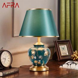 Table Lamps AFRA Modern Green Ceramics Lamp LED Creative Dimming Desk Light Fashion Decor For Home Living Room Bedroom