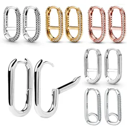 Hoop Earrings 925 Sterling Silver Me Vintage Sparkling Side Diamonds Fit For Original Charms Wholesale Jewelry Diy