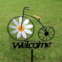 Garden Decorations Sunflower Spinner Windmill Creative Welcome Stake Ornament Iron Bicycle Wind Spinners Outdoor Parks Decorative Gadgets