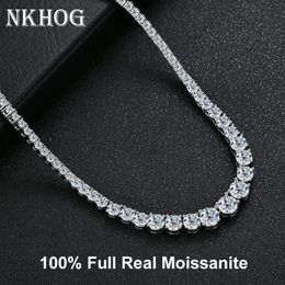 NKHOG 1424 inch All Tennis Necklace For Women 925 Sterling Silver Plated 18k Gold Pass Diamond Test Pendant Jewelry 240515
