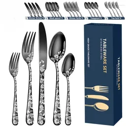Dinnerware Sets 20pcs Set Of Patterned Stainless Steel Tableware Western Style Steak Knife Fork Spoon Dining Table