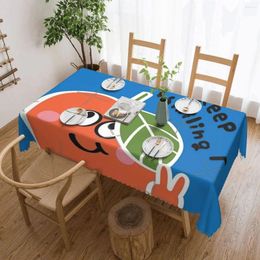 Table Cloth Cute Cartoon Fruit Set With Cheer Up Quotes Tablecloth 54x72in Waterproof Home Decor Indoor/Outdoor