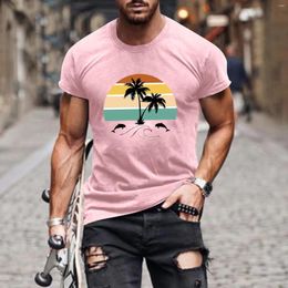 Men's T Shirts Beach For Men Graphic Tees Sunset Printed Short Sleeve Summer Vacation Man Top Breathable