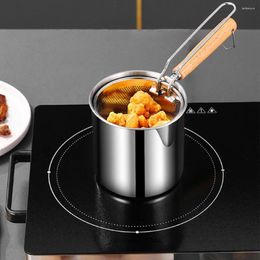 Cookware Sets Stainless Steel Deep Fryer Mini Pot With Handle Strainer Basket Glass Lid Home Pan For Kitchen