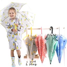 Cute cartoon animation creative long handle pineapple plum blossom sunshade children umbrella boy girl L2405