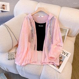 Women's Jackets Plus-size Ice Silk Hooded Sun Protection Clothing Jacket Summer Cardigan Loose Thin Coat Outdoor Sun-protective Clothin