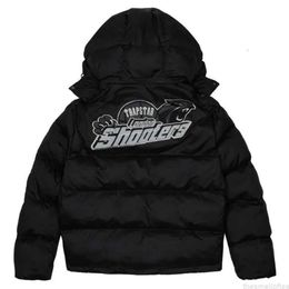 Jackets Trapstar London Shooters Hooded fashion Puffer Jacket Black Reflective Embroidered Thermal Hoodie Men Winter Coat 2024