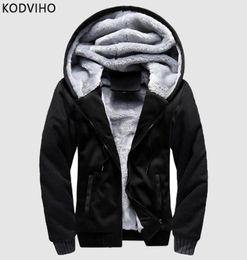 Men039s Hoodies Sweatshirts Winter Mens Casual Black Sweatshirt Men Solid Jackets Plus Size Velvet Fleece Coats Thick Warm Th1065317