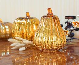 Party Decoration Glass Pumpkin Light LED Glowing Delicate Halloween Decorative Lamp Supplies For Thanksgiving Fall Decorations4389727