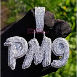 HIP HOP Personalized Sterling Sier Iced Out Moissanite Diamond Custom Name Pendant
