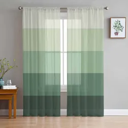 Curtain Striped Green Gradient Sheer Curtains For Living Room Decoration Window Kitchen Tulle Voile Organza