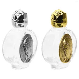 Vases 2 Pcs Holy Water Bottle Refillable Small Glass Catholic Home Decorations Container Jesus Bottles Empty Little Jar Exorcism