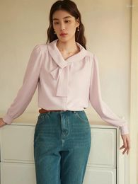 Women's Blouses DUSHU Elegant Temperament Intellectual Streamer Shirt For Women Spring Niche Design Commuting Pink Ladylike Top Female