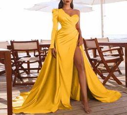 Casual Dresses Women Sexy High Slits Gown Dress Elegant Ladies One Shoulder Tail Banquet Evening Party Long Wedding Guest Maxi Rob7912866