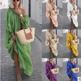 Casual Dresses Sexy Off Shoulder Long Sleeve Loose Fitting Fashion Women's Elegant Large Swing 2024 Autumn/Winter