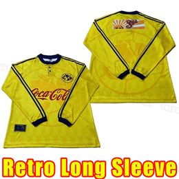 long sleeve retro Club America soccer jerseys LIGA MX 90th Football Shirts S.CABANAS ZAMORANO BRANDAO CHUCHO Men Uniforms 1998 1999