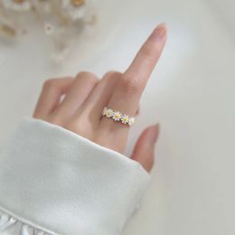 Band Rings Vintage Daisy Flower For Women Korean Style Adjustable Opening Finger Ring Bride Engagement Statement Jewellery Gif Drop Deli Otxi9