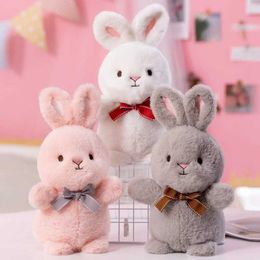 Stuffed Plush Animals Cute Rabbit Stuffed Doll Lovely Bunny With Bow Tie Soft Plush Toy Animal Cartoon Decor For Girls Children Baby Appease Gift Q240521