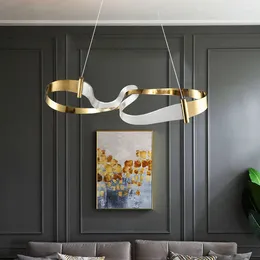Chandeliers Modern Minimalist Restaurant Lights With Unique Shapes And Designs. Living Room Bar Bedroom Ribbon Chandelier
