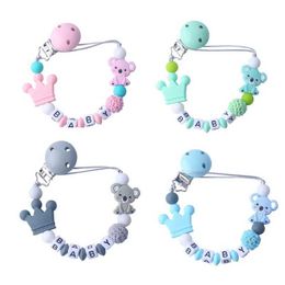 Pacifier Holders Clips# Baby pacifier clip safety dental chain cartoon animal pacifier bead food grade silicone pacifier clip d240521