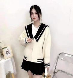 Women039s sweater new navy collar Colour matching zipper cardigan casual jacket knitted jacket c14221599735927