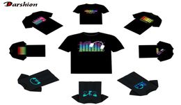 Led t shirt Men Party Rock Disco DJ Sound Activated LED T Shirt Light Up and down Flashing Equalizer Men039s Glowing TShirt2157368