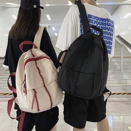 Backpack Simple Solid Colour South Korea White Women Student Fashion Black School Bag Large Capacity Travel Mochila