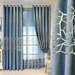 Curtain Simple Modern Living Room Balcony Solid Colour Velvet Embroidered Curtains Bedroom Bay Window Finished Floor-to-ceiling