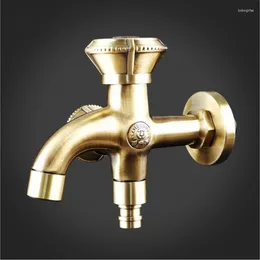 Bathroom Sink Faucets European All-copper Dual-use Washing Machine Faucet Antique / Silver Carved Garden Tap Multi-function G1/2'