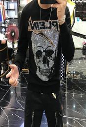 Men039s Hoodies Sweatshirts 2021 Classic Drilling Skull Casual Hip Hop Hoodie High Quality Slim Design Pullover7376714