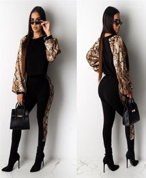 Long Sleeve Sexy Bodycon Two Poece Pants Casual 2PCS Sets Fashion Snakeskin Grain Womens Tracksuits Designer1568235