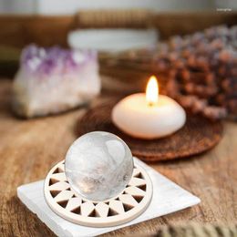 Decorative Plates Wood Crystal Ball Stand Wooden Hollow Base For Displaying Minerals Sphere With Sunflower Design