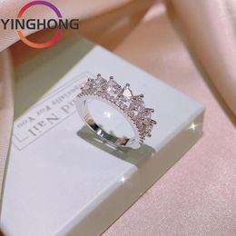 Cluster Rings QueXiang S925 Sterling Silver 2024 Creative Carved Crown Ring Ladies Y2K Jewelry Charm Luxury Gift