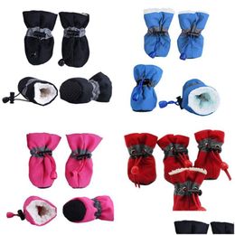 Pet Protective Shoes Waterproof Winter Dog Anti-Slip Rain Snow Boots Footwear Thick Warm For Small Cats Puppy Dogs Socks Booties Drop Dhupc