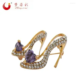 Brooches MZC Romantic Crystal High-heeled Shoes For Women Rhinestone Heart Pin Wedding Party Jewellery Accessories Ladies Brooch