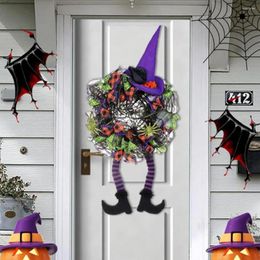 Decorative Flowers Joyful Festive Decor Spooky Halloween Wreath Durable Witch Leg Door Garland For Home Decoration Happy Party Supplies